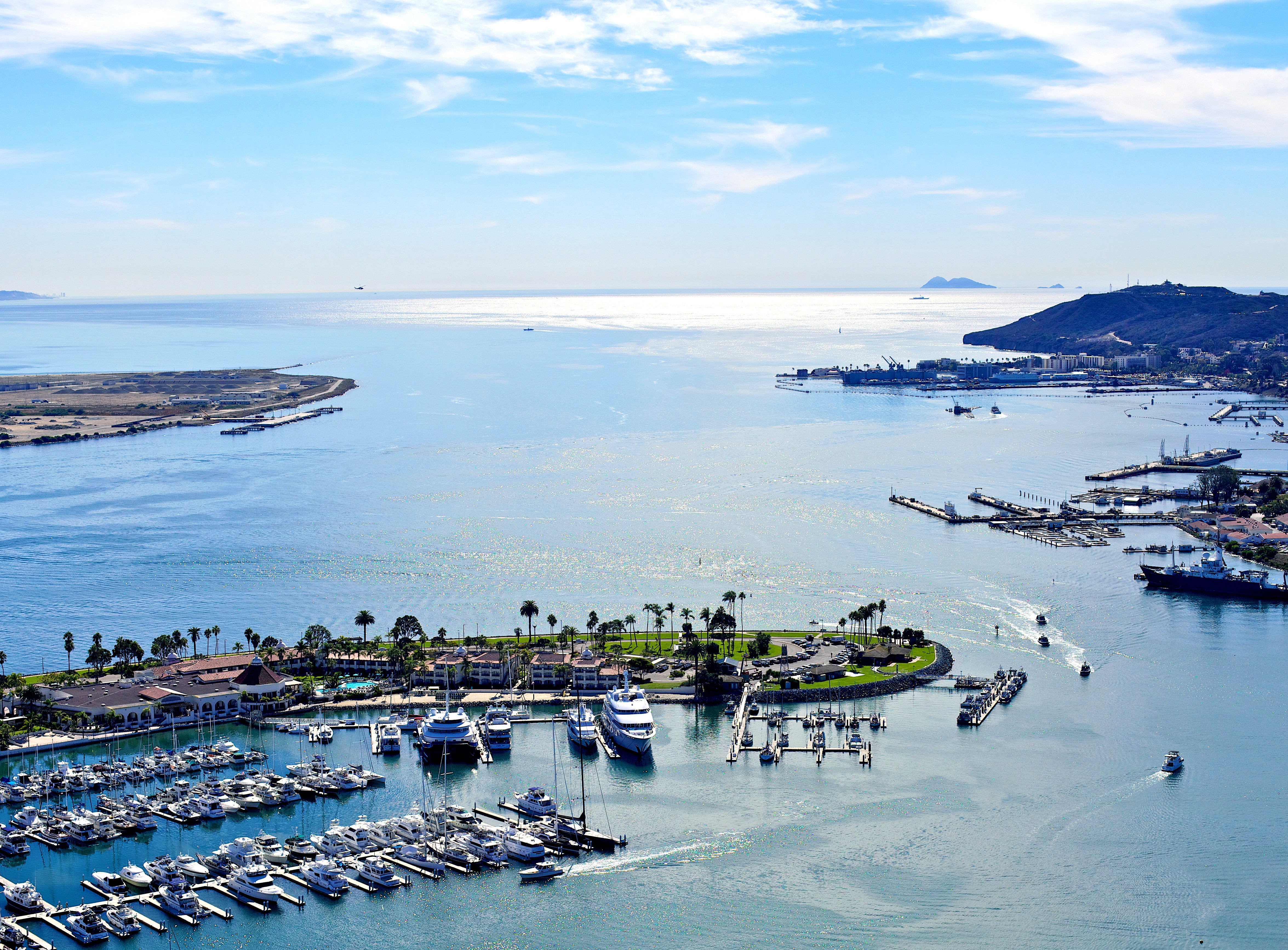 KONA KAI SAN DIEGO RESORT waterfront view on Shelter Island showcasing the resort's elegant coastal architecture and setting